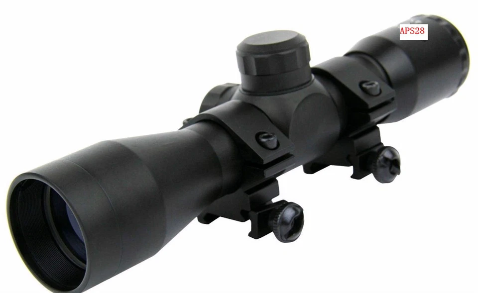 Mira para rifle compacta 4x32 .223 .177 retícula de punto mil con juego GRATIS de anillos de 1" Foto 1 de 3