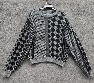Vintage Sweater Mens Medium Geometric Knit Pullover Grandpa 90s Grunge Oversized - Picture 1 of 11