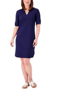 Isaac Mizrahi Live! Essentials Pima Cotton Dress Dark Navy - Picture 1 of 2