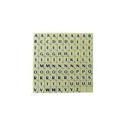 TILES IVORY/BLACK LETTERS FULL SET 100 PIECES -PLASTIC IVORY COLOURED - Image 1 of 1