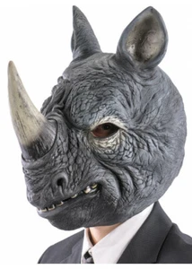 Rhinoceros Rhino Mask Latex Fancy Dress Costume Zoo Safari Animal Halloween - Picture 1 of 1