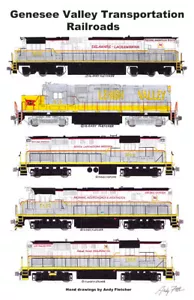 Poster Genesee Valley Transportation Locomotives 11"x17" firmato da Andy Fletcher - Foto 1 di 1