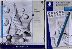 Staedtler Mars Lumograph NEW 12 or 20 piece drawing pencils soft degrees - Foto 1 di 3
