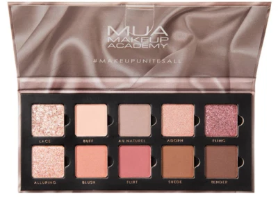 MUA Silk Nudes 10 Shade Matte & Foil Eye Shadow Collection Pink Tone Nudes - Image 1 of 2