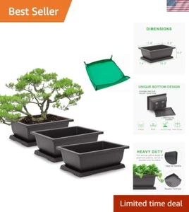 3 Packs of 11-Inch Bonsai Pots with Drainage Features & Waterproof Repotting Mat - Picture 1 of 8