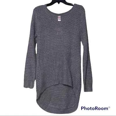 BONGO Junior large gray knit v-neck high low long sleeve sweater - Image 1 of 4