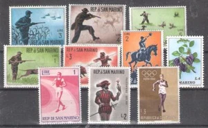 SAN MARINO Conjunto de 10 sellos diferentes en nuevo con fijasellos - Imagen 1 de 1