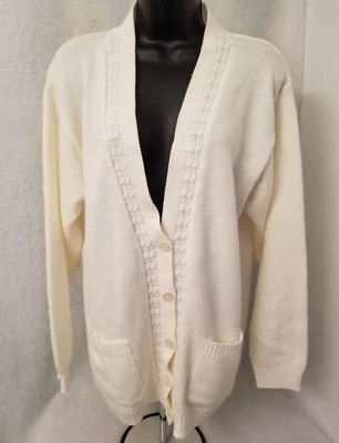 Hasting & Smith Mujer Cárdigan Suéter Camisa Top Blusa Talla XL X Grande Marfil Foto 1 de 3