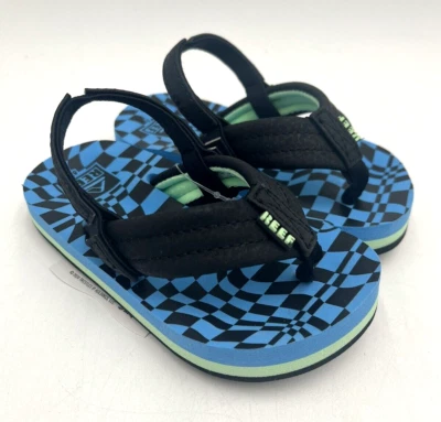 NUEVAS Chanclas Reef LITTLE AHI Unisex Niños Azul Negro EE. UU. Talla 5 Sin Caja Foto 1 de 4