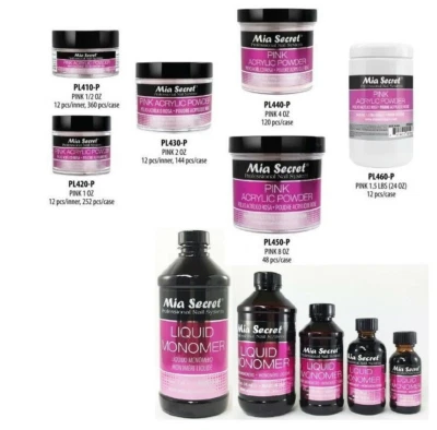 Mia Secret Liquid Monomer + Pink Acrylic Nail Powder - CHOOSE YOUR SET - Image 1 of 4