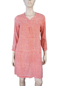 ROBERTA ROLLER RABBIT Red and White Zig Zag Print Cotton Cover Up Tunic Top - Picture 1 of 4