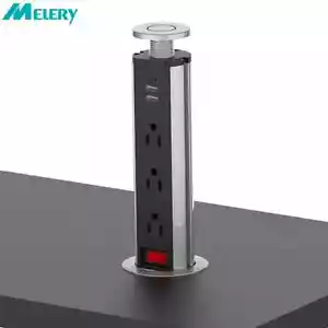 Melery US Socket USB Power Strip TypeC Electrical Plug Pop Up Desk Hidden Outlet - Picture 1 of 12