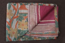 Indian Vintage Cotton Kantha Quilt Handmade Blanket Bedspread Gudari Vh34