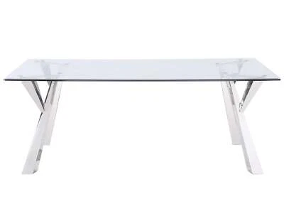 Mesa de jantar retangular de vidro Alaia para 6 com base cromada - Imagem 1 de 4