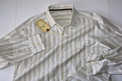 Tommy Bahama Shirt Dime A Dobby Stripe Silk Blend Sun White New LS Large L - Image 1 of 4