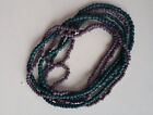 Necklace Blue Purple 2 Strands Glass Beads 112cm Granny Barbie Core Retro Vtg Gd