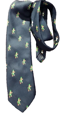 Leprachaun St Patricks Day Cape Cod Vintage Neck Tie Navy Blue - Image 1 of 4