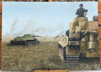 Bataille de Koursk 1943 de la Seconde Guerre mondiale. Peinture à l'huile 40 ... - Photo 1/4