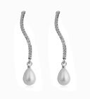 Wedding Long Pearl Earrings Drop Dangle Style Silver Tone Bridal Bride New E511