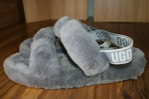 UGG Women's Oh Yeah Slide Slipper 1107953 Black Sz 7-11  Warm fuzzy fur - Picture 1 of 8