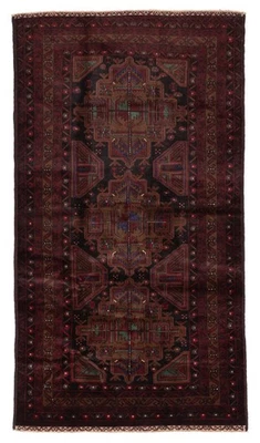 Винтажный черный, коричневый традиционный восточный шерстяной ковер ручной вязки 3 фута 8 дюймов x 6 футов 8 дюймов - Изображение 1 из 4