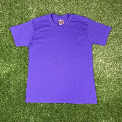 Vintage Oneita Blank Purple Single Stitch T-Shirt Youth Large 14-16 Made In USA - Image 1 of 4