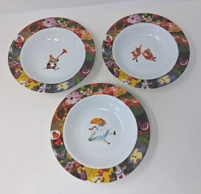 Disney Alicia en el País de las Maravillas Cupé Cuenco Lote 3 Vajilla Acento 2005 Retirado 9" Foto 1 de 4