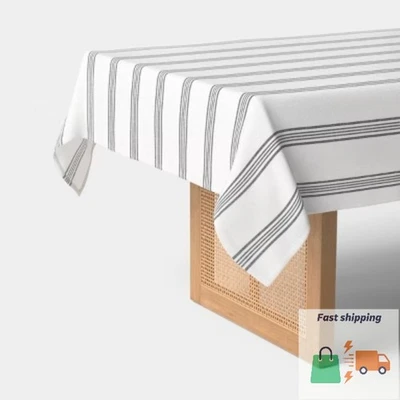 120"x60" Tablecloth Navy Striped - Threshold™ - Image 1 of 3