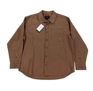 NEW Jordan Essentials Button-Down Loose Shirt Mens Archaeo Brown FV7446-223 - Afbeelding 1 van 9
