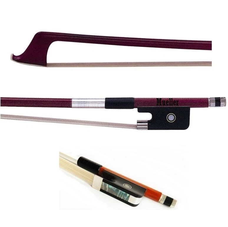 Cello 1/4 Bow Stamped Mueller Octagonal Brazilwood Fully Mounted Good Balance - Image 1 of 1