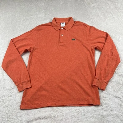 Lacoste Polo Shirt Men's Size 5 Orange Long Sleeve Casual Classic Fit Cotton - Image 1 of 4