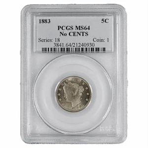 1883 Liberty Nickel 5c PCGS No CENTS MS 64 - Picture 1 of 2