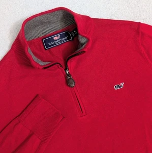 NUEVO Pullover Vineyard Vines 1/4 Cremallera Niños Grande Rojo Sólido 100% Algodón Elástico - Imagen 1 de 7