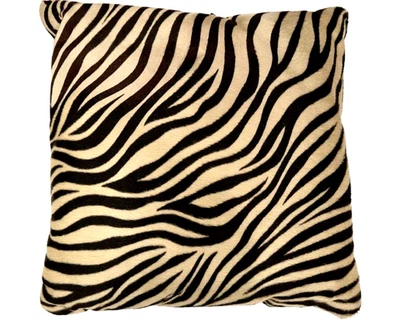 Almohada a rayas vintage con estampado de animales de cebra marrón selva cuadrada blanca Foto 1 de 4