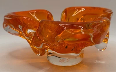 Vintage Chalet Canada Orange Glass Catchall Bowl 1960s/1970s Signed - Image 1 of 4