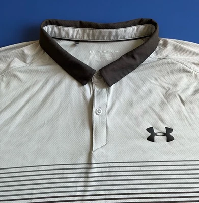 Under Armour Polo Men's 3XL Performance Golf Rugby Shirt Black Gray Heat Gear - Image 1 of 4