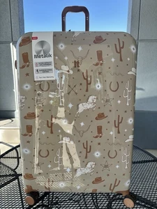 Metalik Nude  western luggage cowgirl print boots tiktok viral 31” - Picture 1 of 12