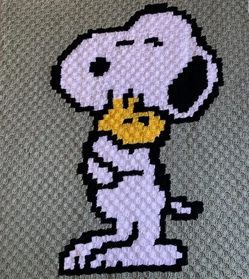 Handmade Crochet C2C Baby Blanket  Snoopy 37” x 41” New - Image 1 of 4
