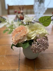 Gorgeous Silk Flower Arrangement In A Stoneware Egg - Picture 1 of 4