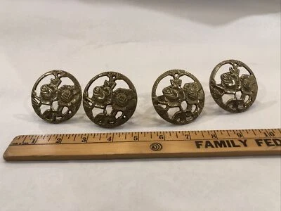 Set of 4  Napkin Holders Brass Rose Medallion Ring  Pre-owned - Image 1 of 4