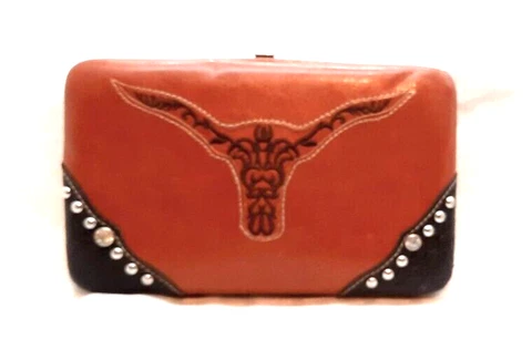 Country Roads Texas Longhorns Wallet - Embroidered Logo - Studs/Rhinestones Cover