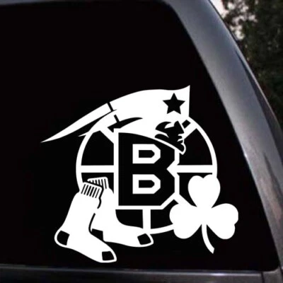 Boston Sports Teams Red Sox Celtics Patriots Bruins Mashup Vinyl Decal Sticker - Image 1 of 2