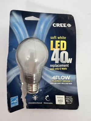 CREE Soft White LED 40W Dimmable Glass Bulb 460 Lumens New Sealed One Bulb - Image 1 of 3