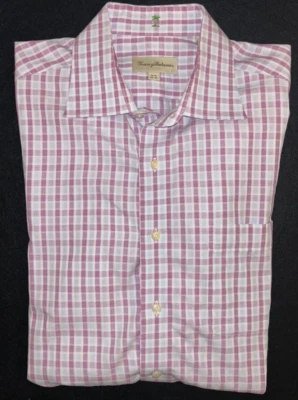 Tommy Bahama 16.5 36/37 Fitted Dress Shirt Mens Pink Chec Shirt Long Sleeve - Image 1 of 4