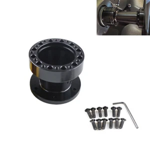 Universal Aluminum BLACK Car Steering Wheel Hub Adapter Extender 2'' Height Kit - Picture 1 of 3