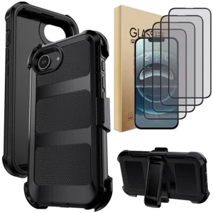 For Apple iPhone 16e Scratch Resistant Rugged Clip Case Cover + Tempered Glass - Picture 1 of 27