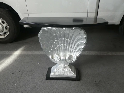 GROSFELD HOUSE BLACK LACQUER AND METALLIC LEAF SHELL CONSOLE Cover