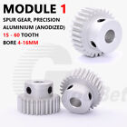Module 1 Spur Gear Aluminium 12-60 Tooth with Hub Pinion Motor Gear Bore 4-16mm