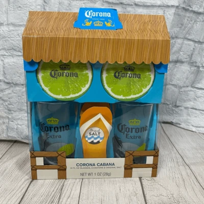 Corona Cabana совершенно новый подарочный набор 16 жидких унций стаканы, подставки и оригинальная соль - Изображение 1 из 4
