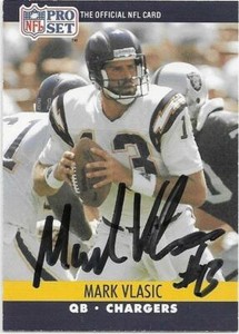 MARK VLASIC Autographed Signed 1990 Pro Set Football card 634 San Diego Chargers